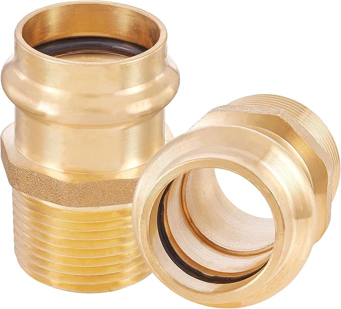 100-Pack HeSun Copper Press Fitting Adapter,1/2" Press X 1/2" Male NPT Adapter, LF Brass(PEX1807348-100)