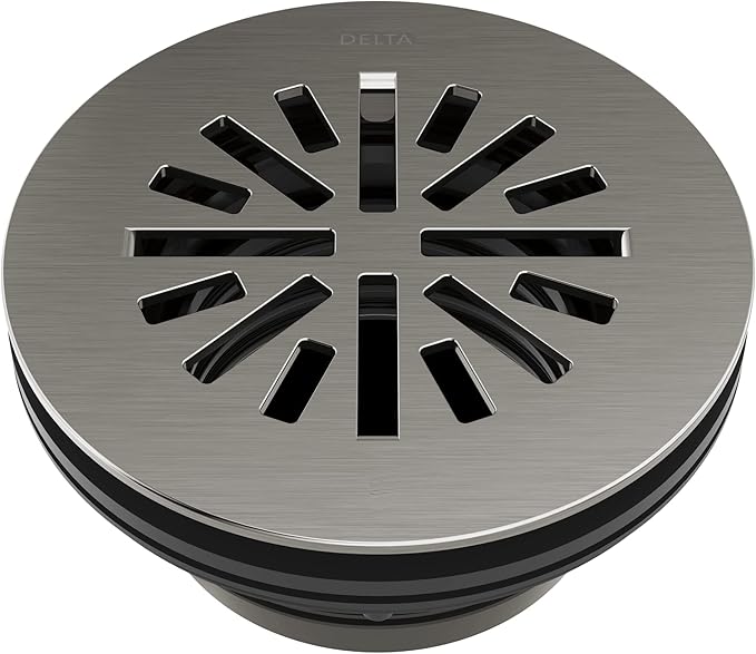 Delta 4 Inch Black Stainless Round Shower Floor Drain with Gasket and Snap-In Drain Gate, Black Stainless DT051411-KS