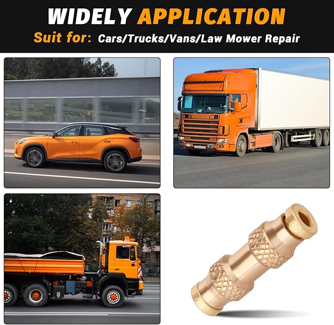 1/8" DOT Push to Connect Air Fittings, (One-eighth of an Inch) Push-In D.O.T Brass Fittings for Air Brake Lines of Trailers and Industrial(Pack 4)