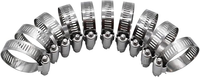 ROADFORMER 2.5" Worm Gear Hose Clamp - SAE 40 Size, Full Stainless Steel with 1/2" Band Width, Working Range 52mm - 76mm Hose Clamps, 10 Pack