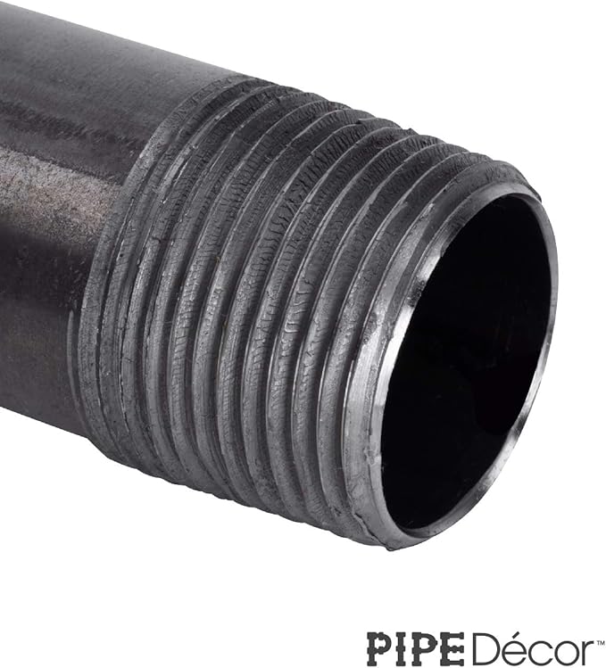 PIPE DECOR 1" x 6" Black Steel Plumbing Pipe, 6-Pack, Pre Cut Connector, Industrial Steel Grey Fits Standard One Inch Threaded Black Malleable Iron Fittings, Build Vintage DIY Furniture
