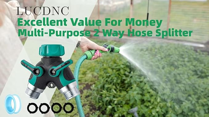 Garden Hose Splitter 2 Way 3/4 Inch Faucet Y Connector With Shut Off Valve,Garden Supplies Water Hose Splitter Adapter For Indoor Outdoor Faucets