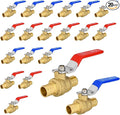 20 Pack Ball Valves, 3/4" Pex Crimp Shut Off Valve, Brass Full Port Pex B Shut Off Ball Valve for Hot and Cold Water, NSF/ANSI 61 Certified