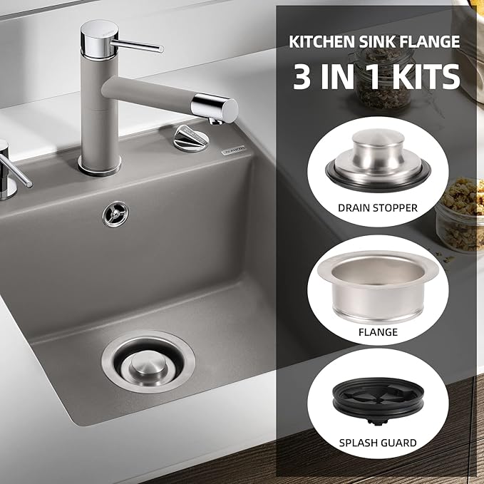 RQYEKDO Garbage Disposal Flange Stopper Collar Sink Baffle Kit, Fit Universal 3-1/2 Inch Standard Sink Drain Hole，Kitchen Sink Flange Stopper Replacement Accessories,Stainless Steel (polished)