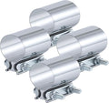 2.25 Inch Exhaust Clamp, 2 1/4 Inch Butt Joint Exhaust Pipe Muffler Band Clamp Sleeve Coupler Stainless Steel(4Pcs)