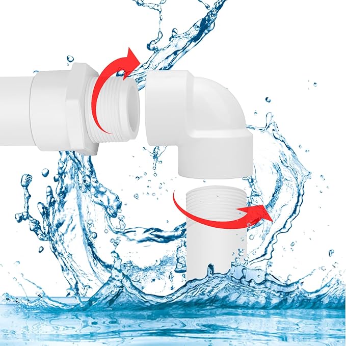 10Pack 3/4" Double Female Thread 90 Degree PVC Elbow Pipe Fitting Connector SCH40 3/4IN F to F Threaded 90 Degree Elbow PVC Corner Adapter Pipe Fitting for Home Sewer Plumbing Water Line