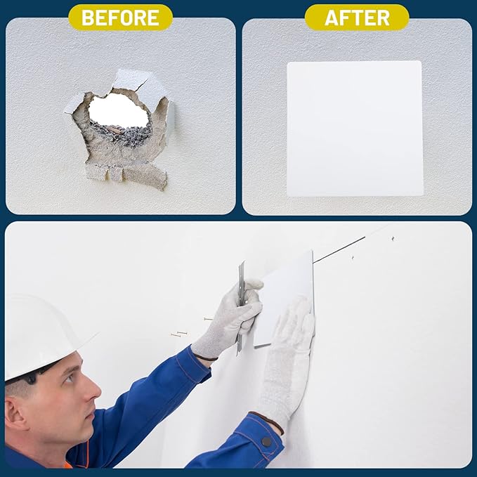 Sosation 6 Pcs Square Plastic Flat Blank Plate Wall Hole Cover Ceiling Cover Plate with 48 Pcs Double Faced Adhesive Tape for Ceilings or Wall(7 Inch)