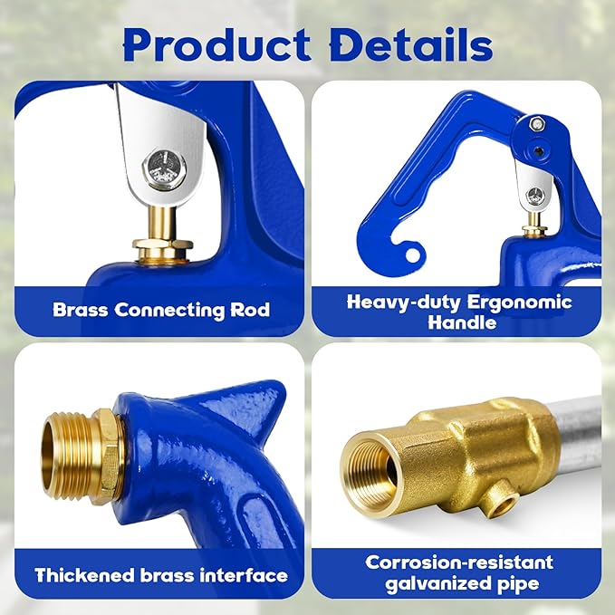 4.25FT Frost Proof Yard Hydrant,Freezeless Frost Free Outdoor Water Hydrant,3/4"Pipe Connection,Total Length 4.25ft,24’’Bury Depth,for Yard, Garden, Pasture Irrigation,Reliable Water Supply