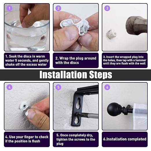 50 Pcs Drywall Anchor Repair Kit Solve Loose Wall Plugs Fast - Ideal for Curtain Rails, Towel Racks, Toilet Paper Holders and More Anchor Hole Patch (2.36 in)