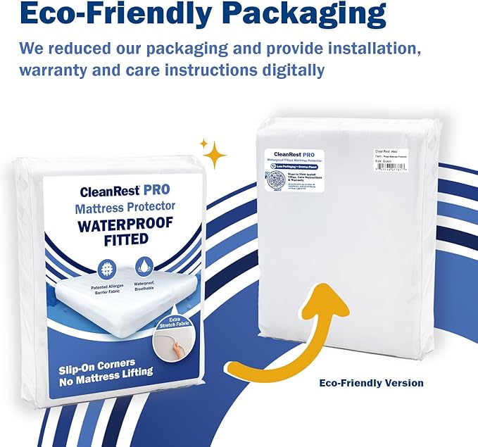 CleanRest Waterproof Mattress Fitted Sheet Protector, Ultimate Defense Against Spills and Wear, MicronOne Allergen Barrier, Breathable, Chemical-Free, Fits Mattress Depths 12" to 21" (Twin)