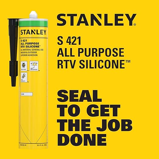 Stanley S421 All-Purpose RTV Silicone Sealant (24 x 10.1 fl.oz.) – 100% Waterproof Translucent Caulk | Industrial-Grade Silicone for Kitchen, Bathroom, Shower, Window, Door, Indoor & Outdoor Use