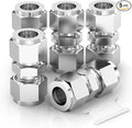 TAISHER 5PCS 304 Stainless Steel Compression Tube Pipe Fitting Connector, 10MM Tube OD x 10MM Tube OD Straight Adapter
