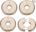 HARFINGTON 4pcs Wall Split Flange 11mm/0.4" Self-Adhesive Plumbing Cover Plates ABS Plastic Round Escutcheon Plate Buckle Design for Water Pipe Bathroom Kitchen Decoration, Gold Tone