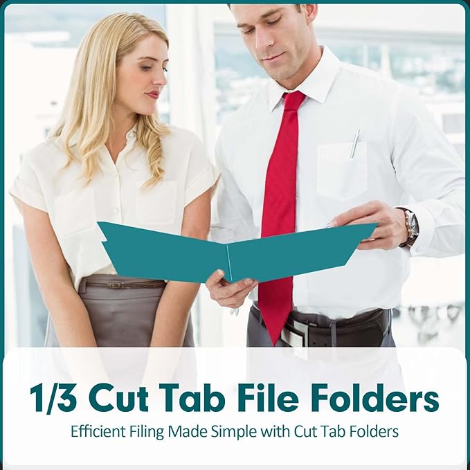 File Folder, PANDRI 120 Pack File Folder, 1/3 Cut Tab, Letter Size, Filing Folder for Office School Business, Turquoise
