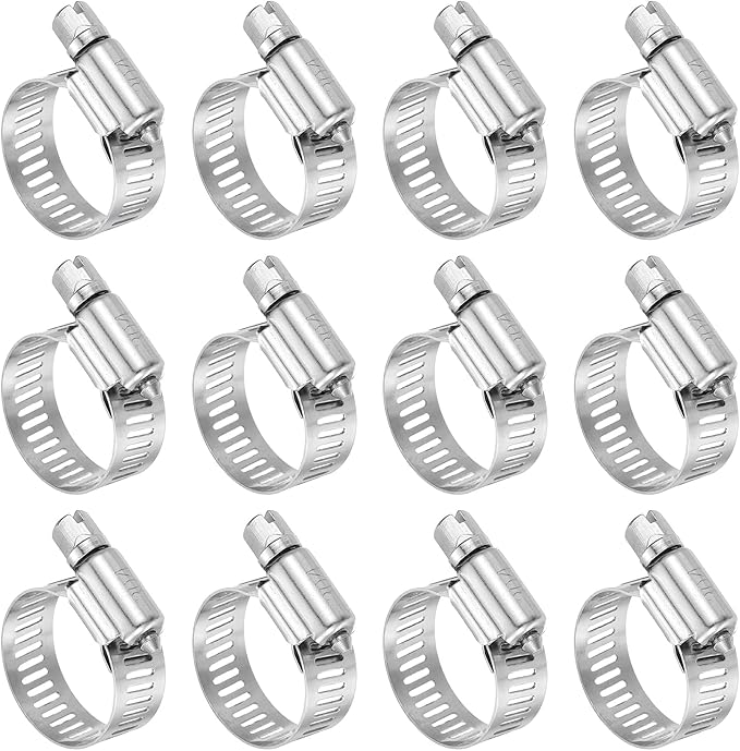 HARFINGTON 12 Pcs Hose Clamp 9/16"-1-1/16" (14-27mm) 304 Stainless Steel Adjustable Worm Gear Hose Clamp Assortment Kit for Fuel Line Pipe Plumbing Automotive Tube Mechanical