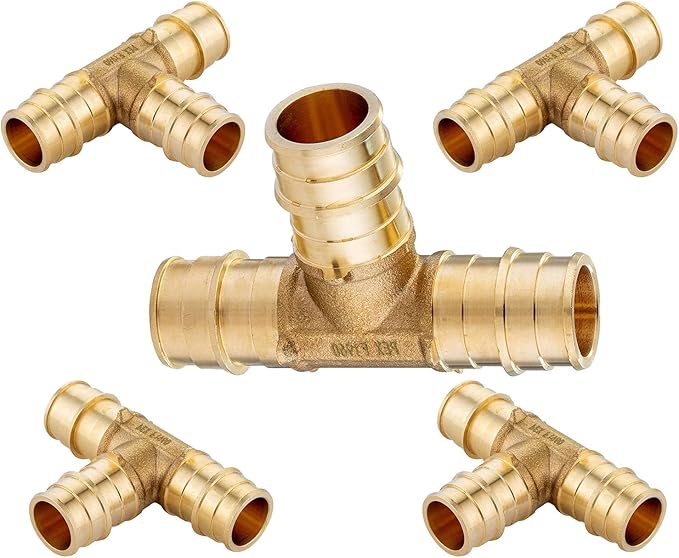 (5-Pack) Seelink 3/4" x 3/4" x 3/4" PEX-A Tee Expansion Fittings, for PEX Tubing Pipe Hose Fittings, ASTM F1960(PEX1960043-5Pack)