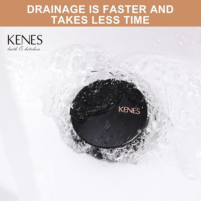 KENES Oil Rubbed Bronze Bathroom Vessel Pop Up Sink Drain, Vanity Faucet Sink Drain Stopper, Sink Drain Assembly Without Overflow Anti Clog Pop Up Drain