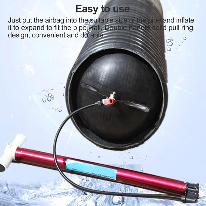 4 Inch Inflatable Pipe Plug, Water Shut Off Airbag for Drain & Sewer Lines - Reusable Rubber Test Ball, Temporary Water Blocker for Pipe Repair, Closed Water Testing & Maintenance