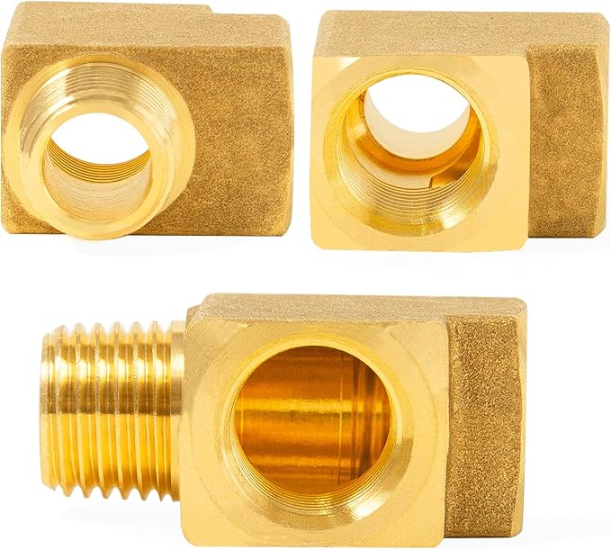ChillWaves Brass Pipe Fitting, Barstock Male Run Tee 1/4" NPT Female x 1/4" NPT Female x 1/4" NPT Male Thread Adapter(6-PACK)