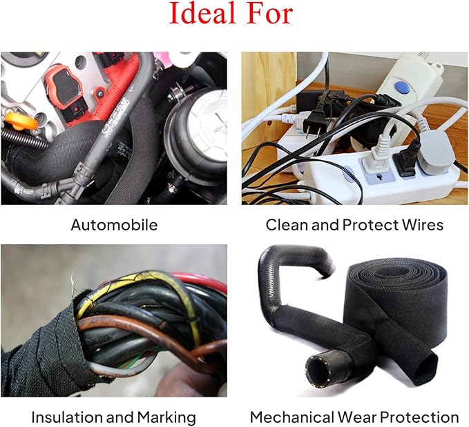 2 in 1 Heat Shrink Braided Sleeving Fabric Tubing-Ideal fit Irregular Shape Hose/Cable/Wire (1/2"(12mm), 14FT)