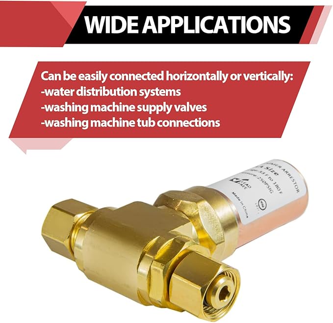 EFIELD MH-230-2-FM Tee Copper Water Hammer Arrestor, 3/8" OD Comp. X 3/8" OD for Dishwasher Connection Female Comp