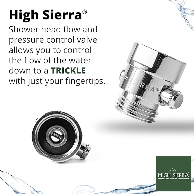 High Sierra® - Shower Head Pause & Pressure Control Valve - Solid Metal – Push-Button Valve Easily Controls the Flow of Water or Shuts It Off to Just a Trickle - Oil Rubbed Bronze Finish