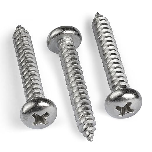 #8 x 1 Inch Pan Head Wood Screws, Phillips Drive, Stainless Steel 304 (18-8), Self Tapping for Wood, Sheet Metal Screws, 50 Pack
