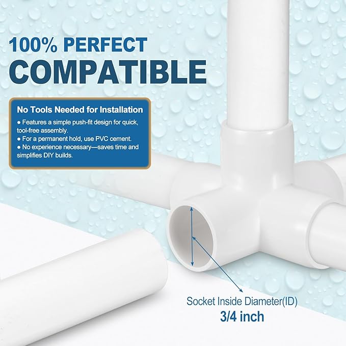 14 Pack 3/4" SCH40 PVC Elbow Pipe Fitting, 5-Way PVC Elbow Corner Side Outlet Cross Fitting, Furniture Grade Pipe Connectors for DIY Project, Pond Protection, Socket x Socket