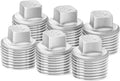 ChillWaves 304 Stainless Steel Pipe Fitting, Outer Square Head Socket Pipe Plug Fitting，1/2" NPT Male，Thread Adapter(6-PACK)