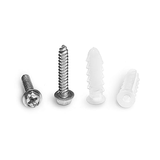 THE CIMPLE CO Ribbed Plastic Conical Anchors and Screws - for Concrete, Stucco, Brick, Drywall, and Similar - Kit of 50 Screws, and 50 Anchors