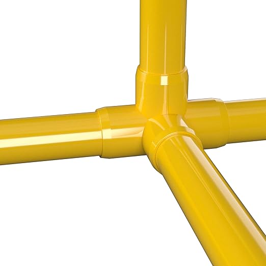 FORMUFIT 3/4” 4-Way Tee Furniture Grade PVC Fitting in Yellow, Made in USA, UV-Resistant, Impact-Proof, 1.050” Actual Socket Diameter (Pack of 8) - F0344WT-YE-8