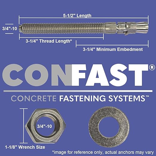CONFAST 3/4" x 5-1/2" Galvanized Wedge Anchor (Box of 20)