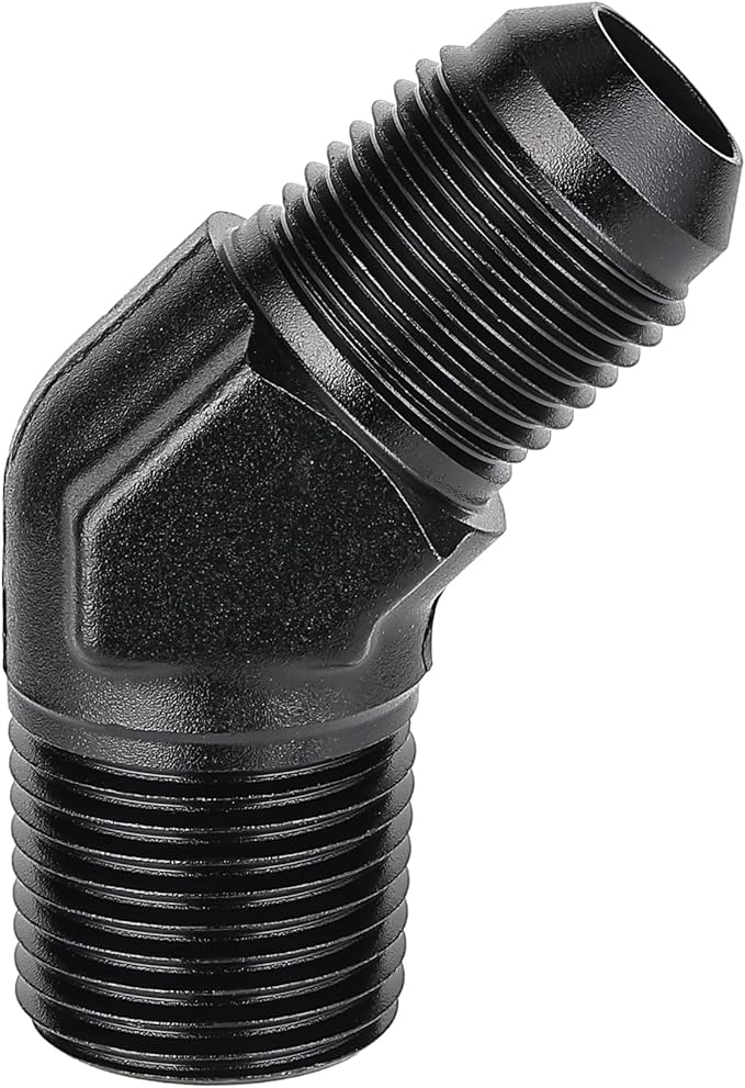 EVIL ENERGY 8AN Male Flare to 1/2" NPT Pipe 45 Degree Fitting Adapter Aluminum Black
