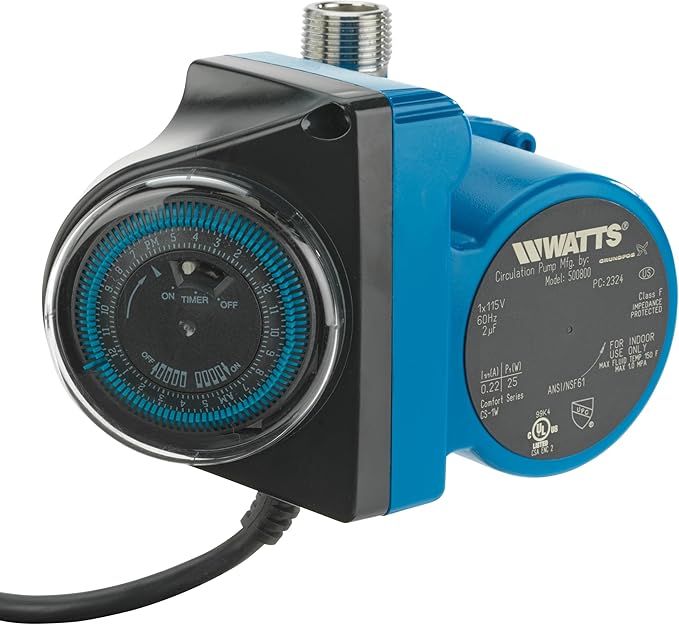 Watts Heat H2O Hot Water Recirculation System w/Programmable Timer, Instant Hot Water, 3 Year Warranty, Pump, 2 Adapters, Sensor Valve, Mounting Screws, 2 Supply Lines, Easy DIY Install (0955805)