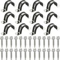 PATIKIL 12Pcs Pipe Clamps, 1-1/16 Inch 304 Stainless Steel Rubber Cushioned U Bracket Conduit Clamps Pipe Strap Wire Clips with Hexagonal Screw for Tube Hose Cord Installation, 27mm