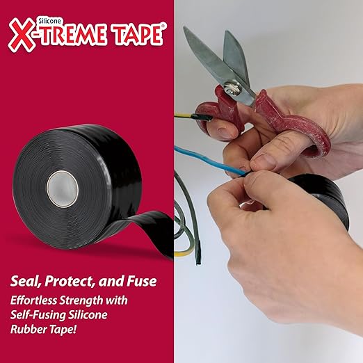 X-Treme Tape MOCAP Heavy Duty Waterproof Self Fusing Silicone Rubber Tape for Hose, Pipe, Electrical, Automotive, Outdoor, and Repairs - Leak Proof, Insulating - 2 Inch x 36 Ft Roll - Black