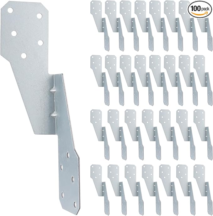 100 Pack Hurricane Straps Brackets, Heavy Duty Hurricane Ties with Black Powder-Coated, Hurricane Straps Trusses/Rafters Ties Brackets Joist Hangers for Wood, Shed, Roof