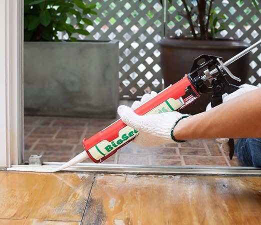 Clear BioSeal 100% Silicone Sealant Caulk Kitchen and Bath Grade, Waterproof and No Odor No Color Change 10.1 Ounce Cartridge, Clear