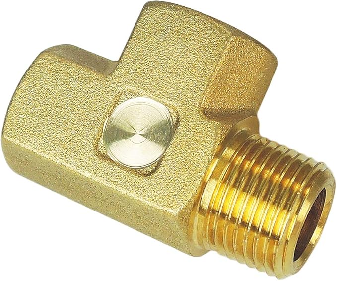 Nigo Brass Tee, 3-Way Pipe Fitting - Forged Brass (1/4' x 1/4' x 1/4' - NPT Female x NPT Female x NPT Male)