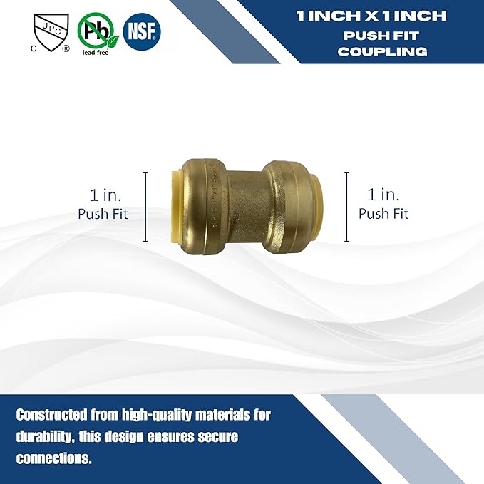 XFITTING Push Fit 1 Inch x 1 Inch, 1 in Push Fit Coupling, 27-1-2=2XX, 2 Pieces
