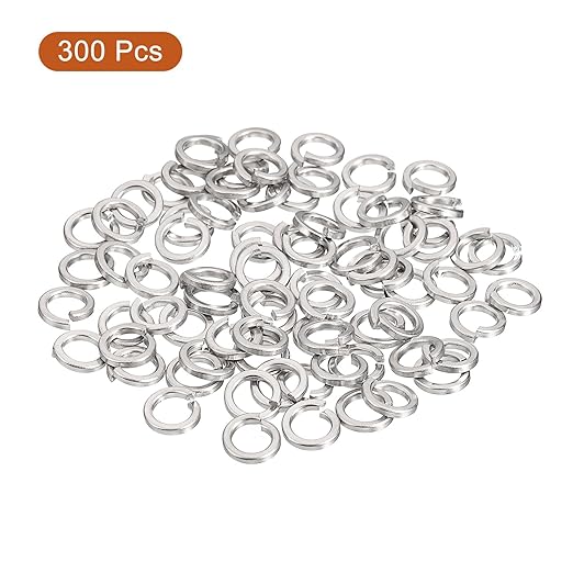 uxcell 300 Pcs Spring Lock Washer, M5 Split Lock Washer Assortment 316 Stainless Steel Lock Washers for Screws Bolts Nuts, Silver