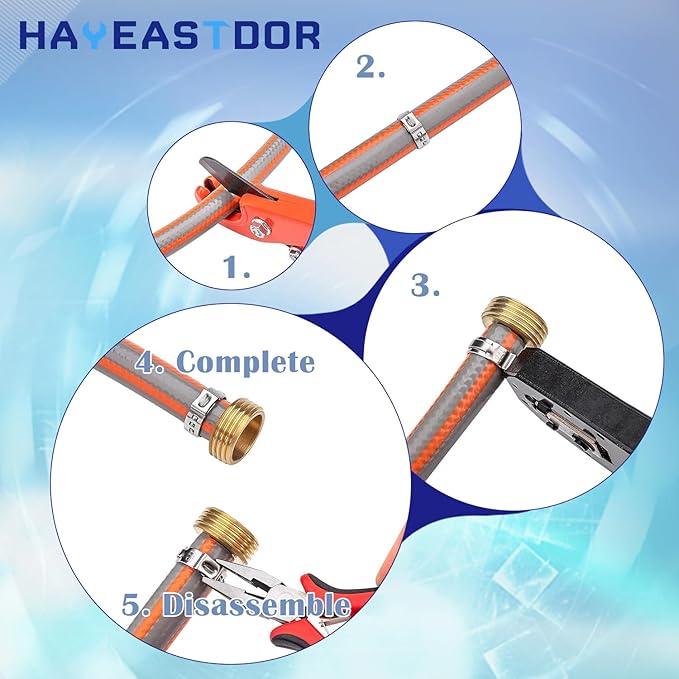 20PCS 1inch PEX Cinch Crimp Clamp Rings 304 Stainless Steel Single Ear Hose Clamps HE062-1