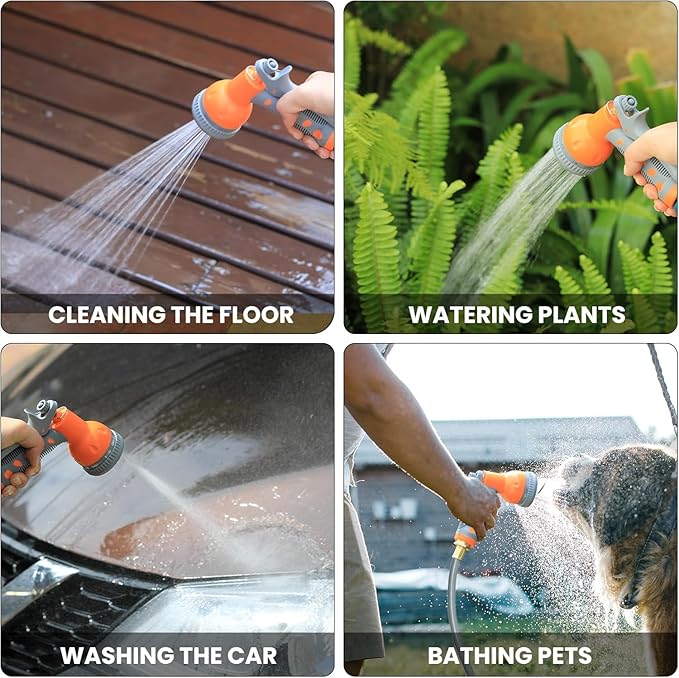 Retractable Garden Hose Reel 5/8 in x 100 Ft, EliteEdge Wall Mounted Garden Hose Reel, with 9 Function Sprayer Nozzle, Any Length Lock, Lock/Automatic Slow Return System, 180° Swivel Bracket