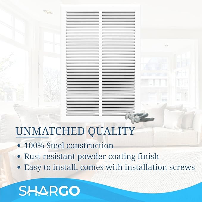 10 x 16 Inch Return Air Vent Cover, Solid Steel HVAC Grille for Wall or Ceiling, White Duct Opening, Durable Return Air Vent Cover, Airflow Ventilation Grille for Home or Office