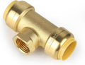 (100 Pack) EFIELD Female Tee 3/4"x3/4"x1/2" Push Fit Female Plumbing Tee,Brass Fitting No Lead For Copper Pex CPVC,(PF228-100PCS)