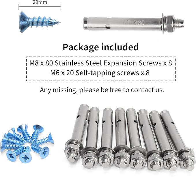 YUMORE Shelf Bracket Heavy Duty 12x8x2 in, 1/5IN Extra Thick Solid L Brackets Stainless Steel Countertop Bar Top Support Brackets Wall Mounted, Includes Hardware, 2 Pack
