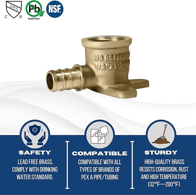 XFITTING 1/2 Inch Pex x 1/2 Inch Female NPT Drop Ear Elbow, 2 Pieces