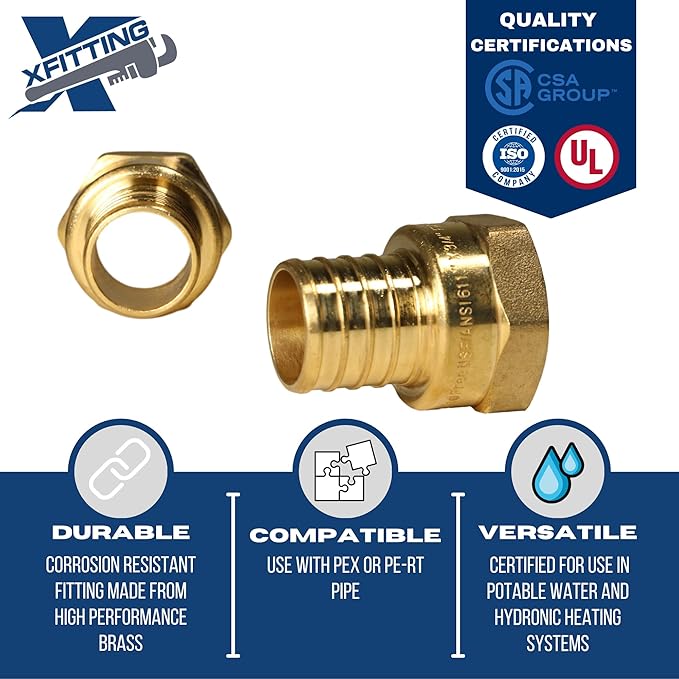 XFITTING 1 inch Pex x 3/4 inch Female NPT Adapter, 23-4-6=5X, 5 Pieces