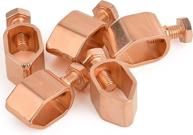 3PCS Ground Rod Clamp, Great for 1/2”- 5/8” Grounding Rods (3, Copper Clad Clamp (1/2''-5/8''))
