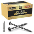 #10 x 2-1/2” Deck Screws, 108Pcs Star Drive Wood Screws, Rust Resistant Timber Screws for Timber/Log/Landscaping Wood, T25 Star Bit Included, Black